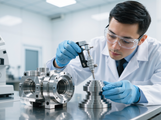 质量控制实验室内部，技术人员正在使用精密仪器进行产品检测